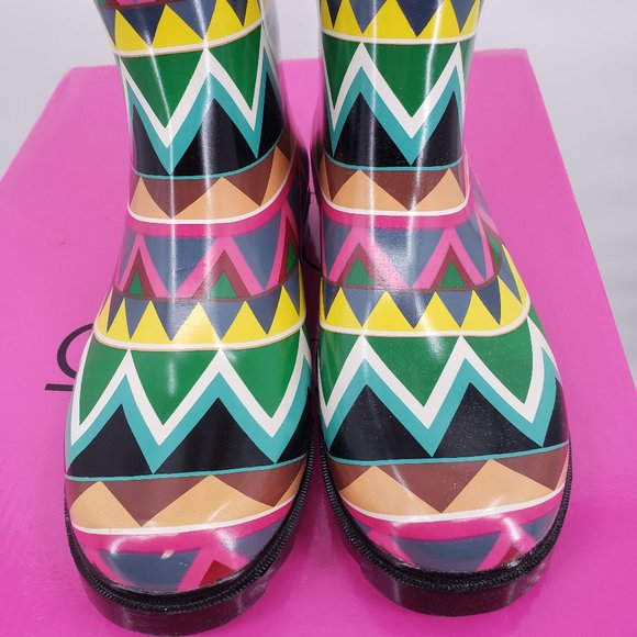 Corkys Chevron Multi Color Rubber Boots Wellies - Picture 8 of 9